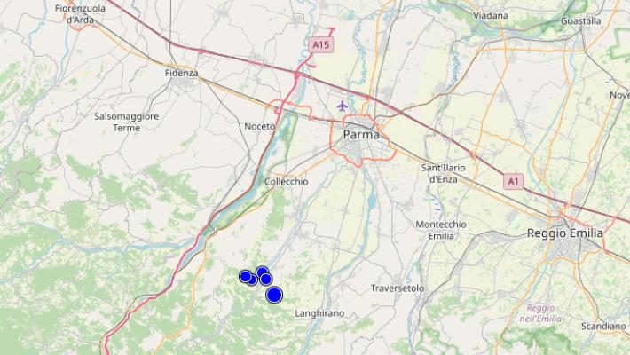 La terra torna a tremare nel Parmense: sei scosse dalla mezzanotte. La più forte di 2.9 alle 2:48 a Langhirano