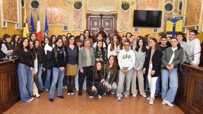 Delegazione di studenti francesi in municipio.
