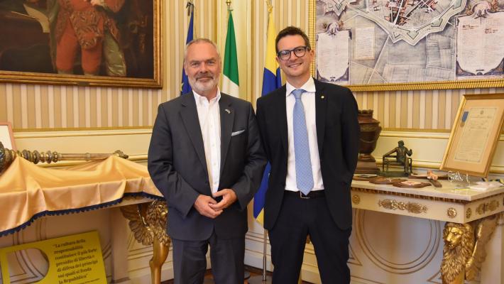 L’ambasciatore di Svezia in municipio incontra il sindaco Guerra