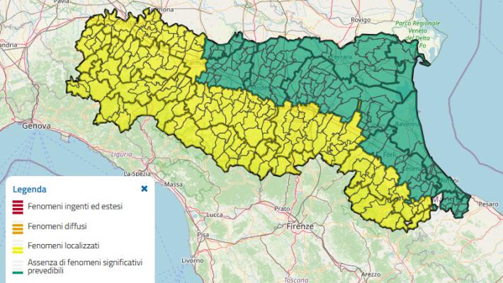 Temporali, vento e rischio piene: a mezzanotte scatta l'allerta gialla