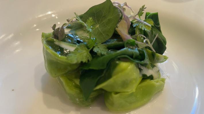 Tortello verde, ricotta, Parmigiano, erbette ed erbe