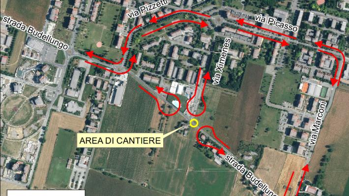 Da lunedì a giovedì modifiche alla viabilità per un cantiere stradale in strada Budellungo e via Ximenes - Le mappe