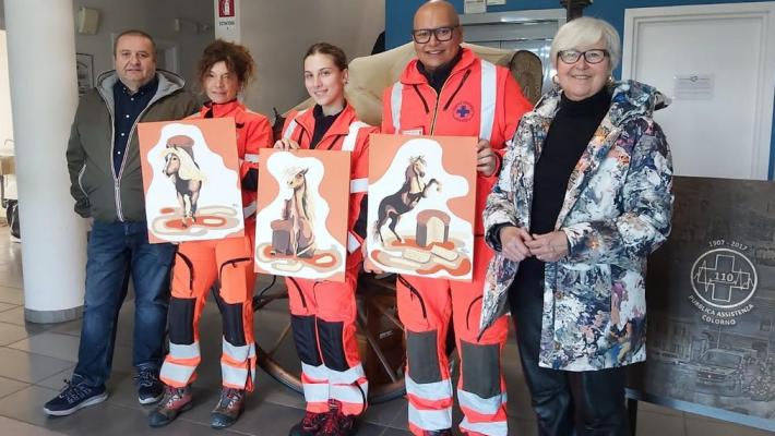 Domani a Colorno i cavalli della pittrice parmigiana Roberta Musi con i panettoni della solidarietà della Pubblica Assistenza
