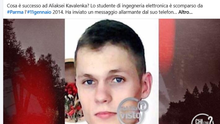 11 gennaio di 12 anni fa la scomparsa da Eia di Aliaksei Kavalenka. Nell' "anniversario" "Chi l'ha visto" ripropone il caso del giovane studente di ingegneria elettronica