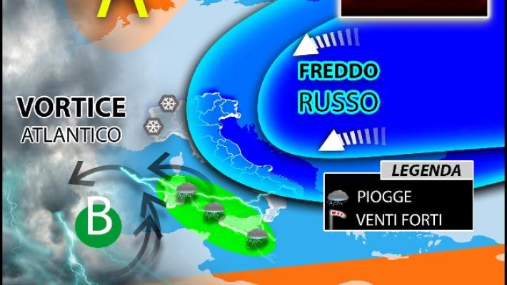 Meteo: Italia divisa tra freddo intenso e vortice atlantico