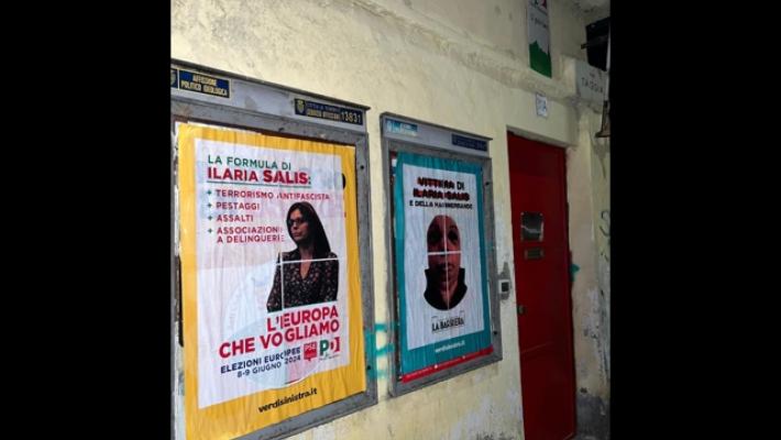 Ilaria Salis, a Torino affissi finti manifesti elettorali del Pd