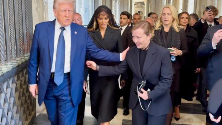 Breve colloquio tra Meloni e Trump dopo il funerale del Papa