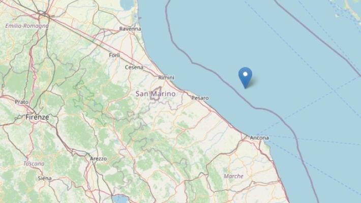 Scossa 4.4 al largo della costa marchigiana pesarese