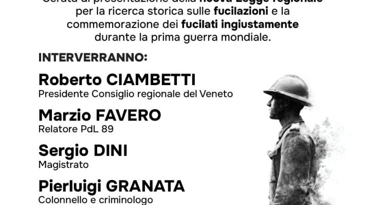Comunicato Stampa: CRV - Presidente Ciambetti presenta serata di approfondimento su legge sulle fucilazioni
