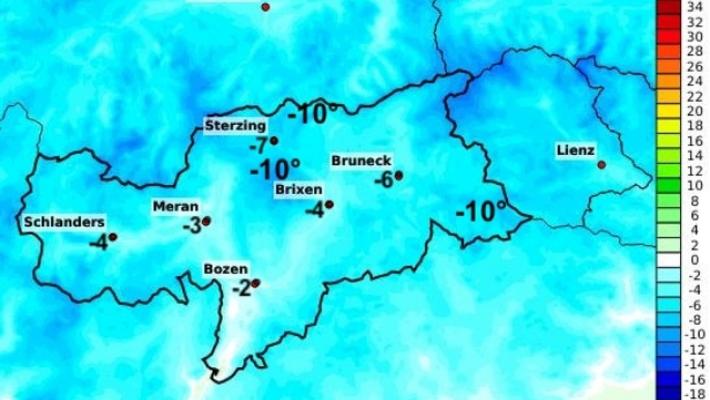 Il freddo è arrivato in Alto Adige, -10 a Sesto e -7 a Vipiteno