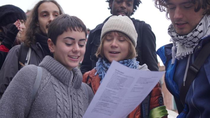 Greta Thunberg con Extinction Rebellion a Venezia