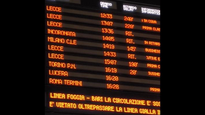 Guasto sui binari nel Foggiano, ritardi fino a 330 minuti