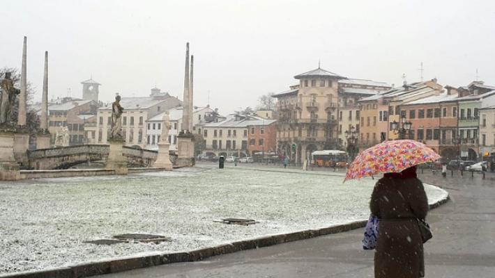 Neve sulla pianura veneta, ma senza accumuli a terra