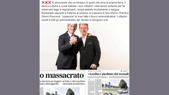 Cerca far allontanare  i nomadi, picchiato un sindaco del Trevigiano 