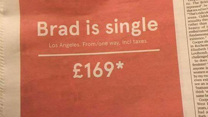 "Brad is single": ecco come convincere a volare a L.A. 