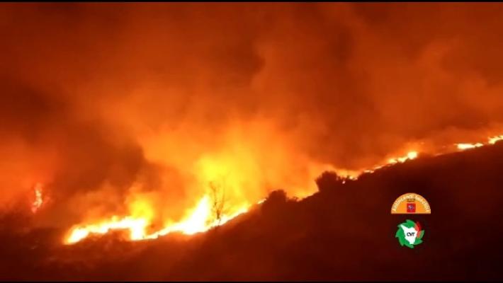 Bosco in fiamme in Versilia