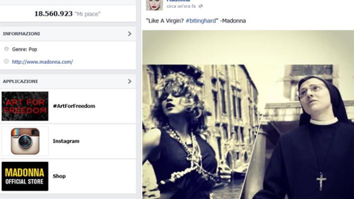 Madonna su Facebook, sta con Suor Cristina 