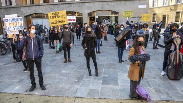 La protesta dei ragazzi del Conservatorio 