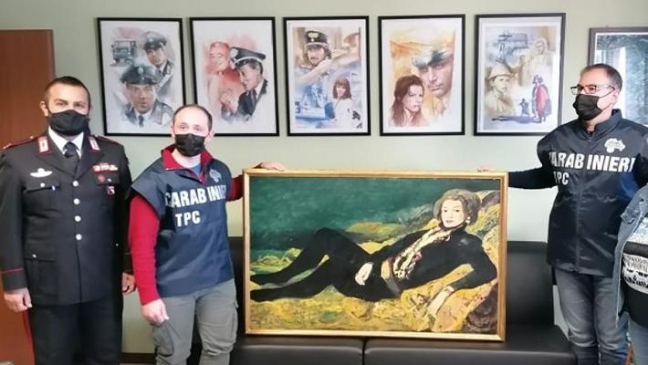 Restituita la "Donna distesa" di Salvatore Fiume rubata a Colorno nel 1993