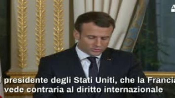 Macron: scelta di Trump "pericolosa per la pace"