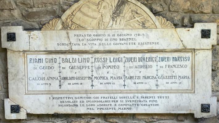 A Bazzano, cent'anni fa,  lo scoppio e cinque ragazzi morti