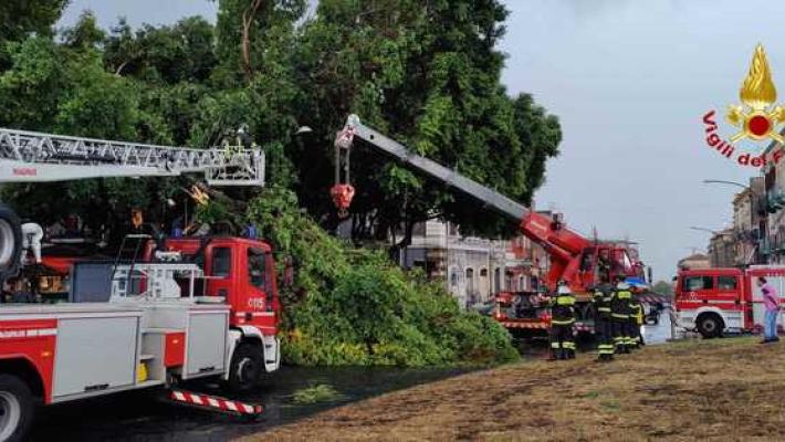 Violento temporale a Catania: alberi caduti, giù recinzioni. Una decina di voli dirottati