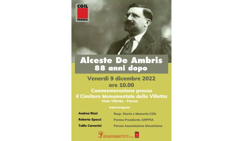A 88 anni dalla scomparsa, la CGIL Parma ricorda Alceste De Ambris