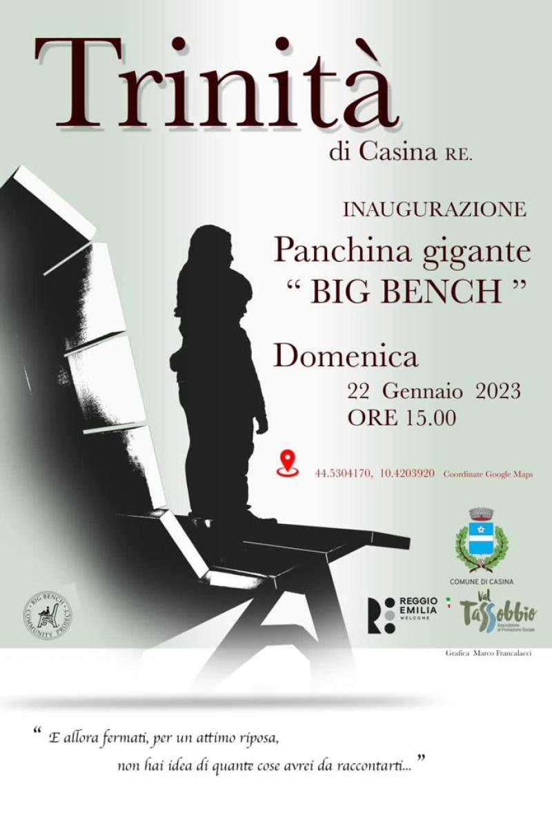 Una nuova "Big Bench": a Trinit&agrave; si inaugura una panchina gigante per la Val d'Enza 