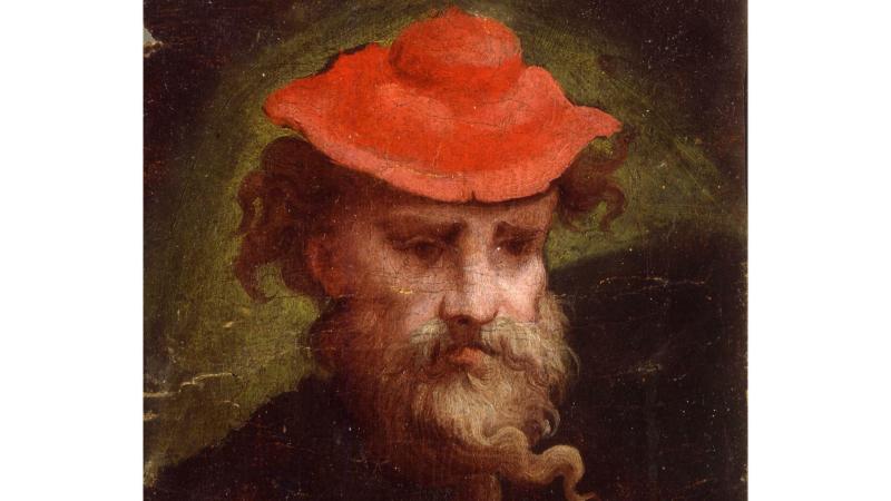 MOSTRA DOSSIER. Ritratto di uomo con berretto rosso in dialogo con San Giovanni Battista