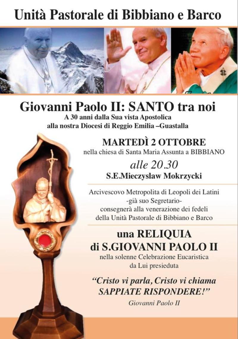 Una reliquia di Giovanni Paolo II sar&agrave; esposta in chiesa 