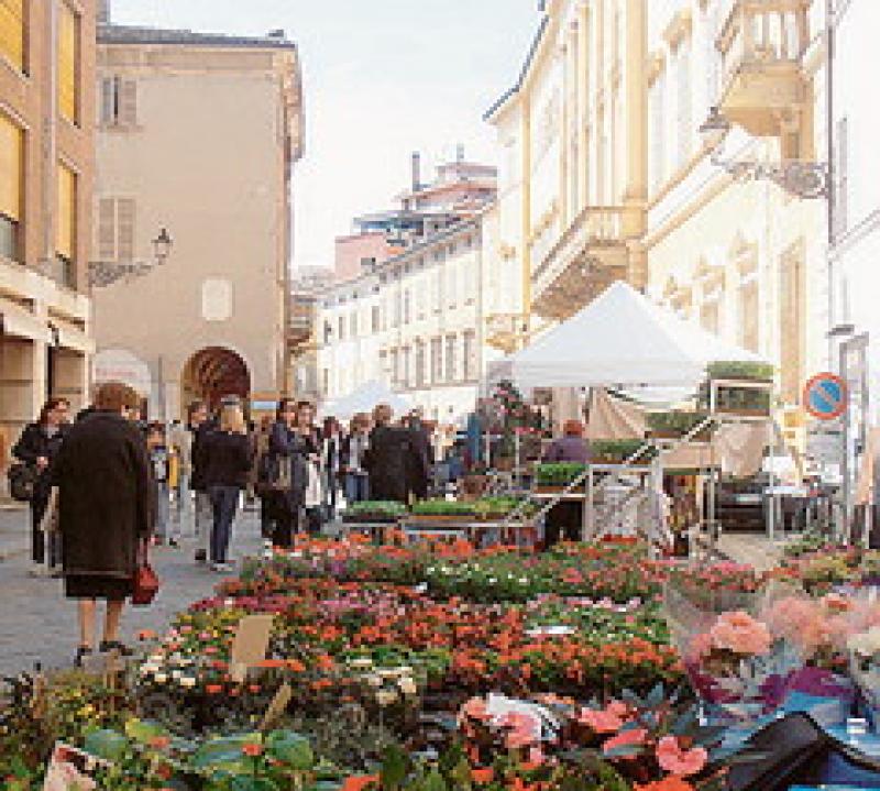 Via Farini: fino a sera il Mercato dei fiori
