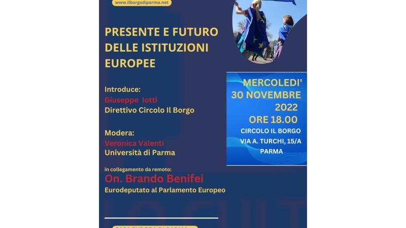 “Presente e futuro delle istituzioni europee” con l’europarlamentare on. Brando Benifei