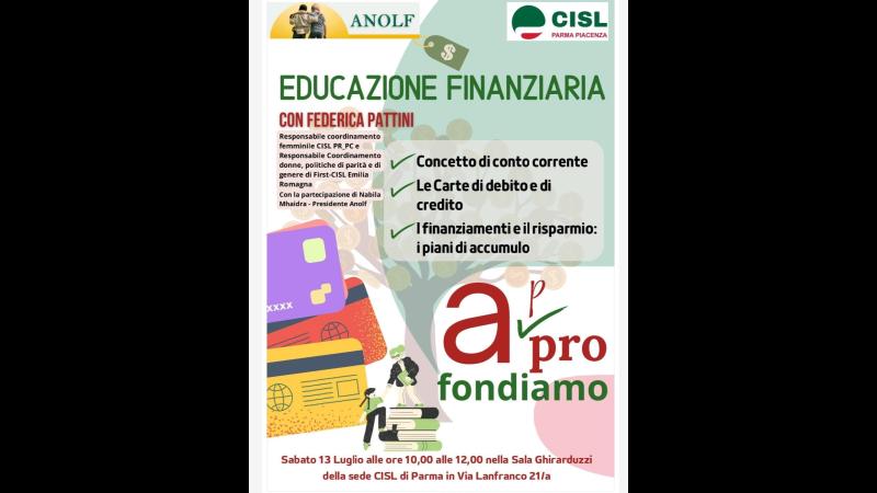 "Educazione finanziaria": approfondimento su conti correnti, carte di debito, finanziamenti e risparmio
