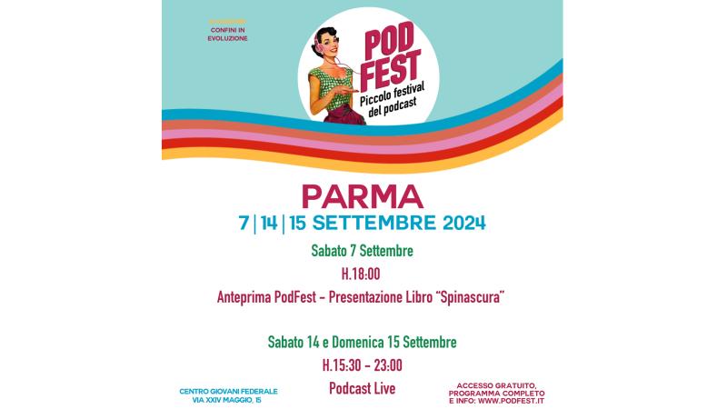 PodFest “Piccolo festival del podcast” III Edizione – Parma, 7, 14 e 15 Settembre 2024