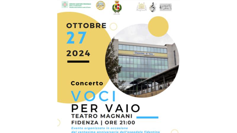 "Voci per Vaio": il 27 ottobre un concerto per i 20 anni dell'ospedale